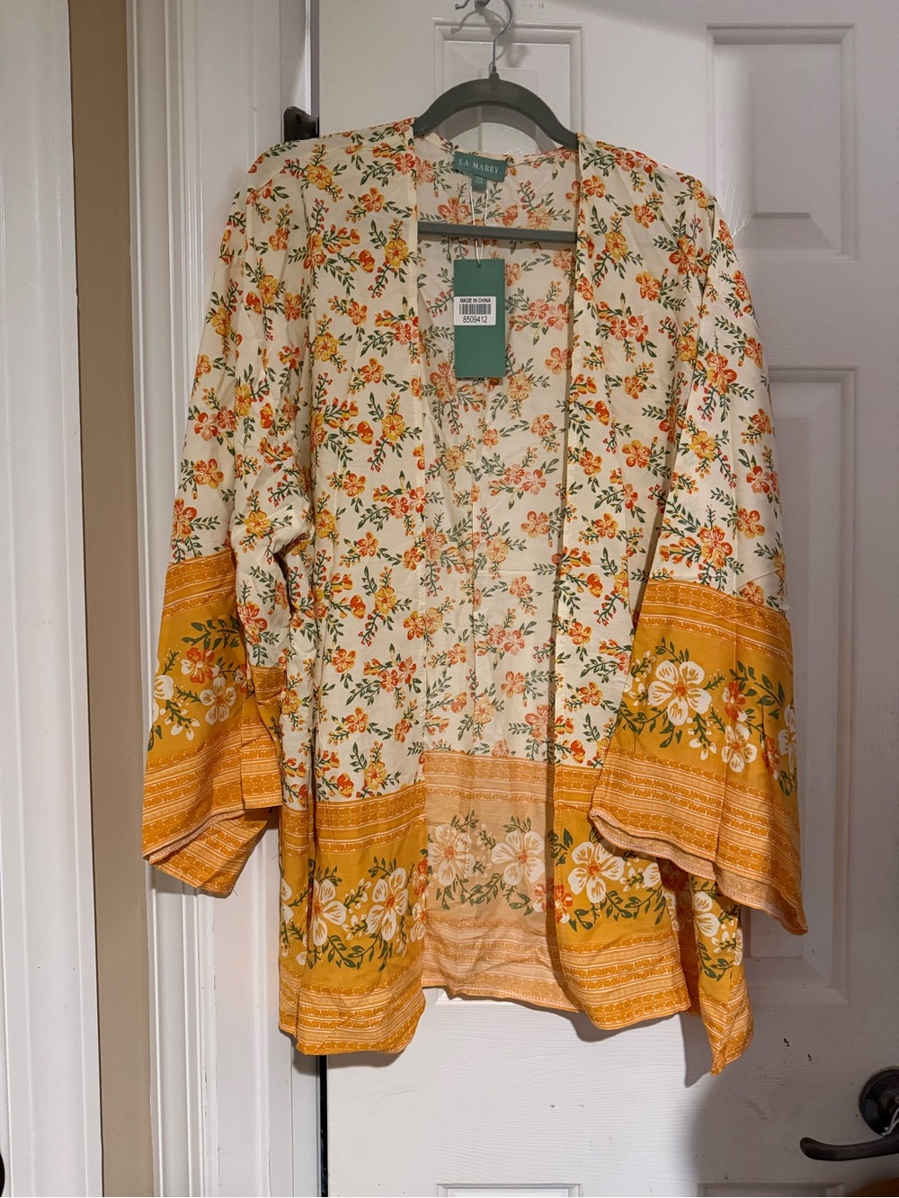 La Marey Cream & Mustard Floral Kimono